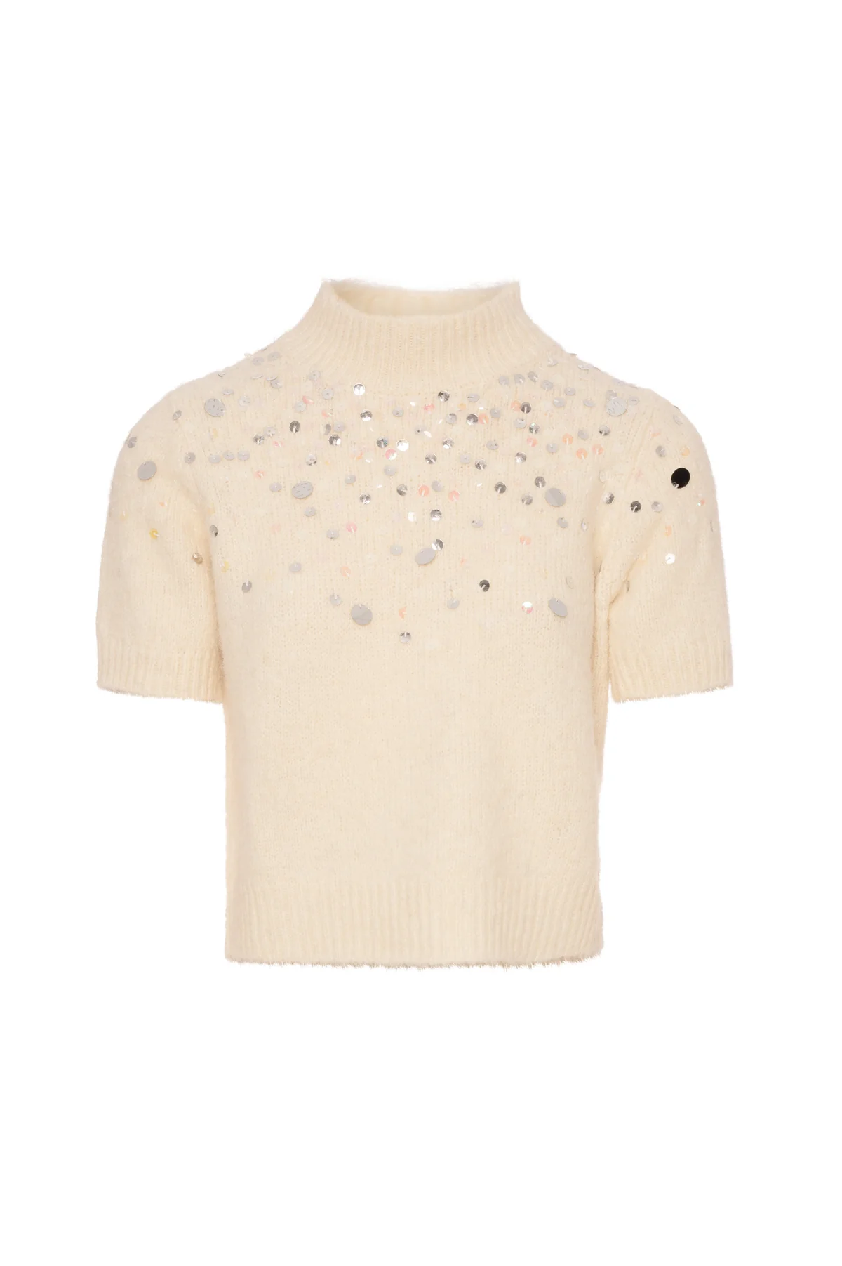 FY26WT7059K563R9-K59-1 FRACOMINA Knitwear cropped with shiny applications Butter - Image 1