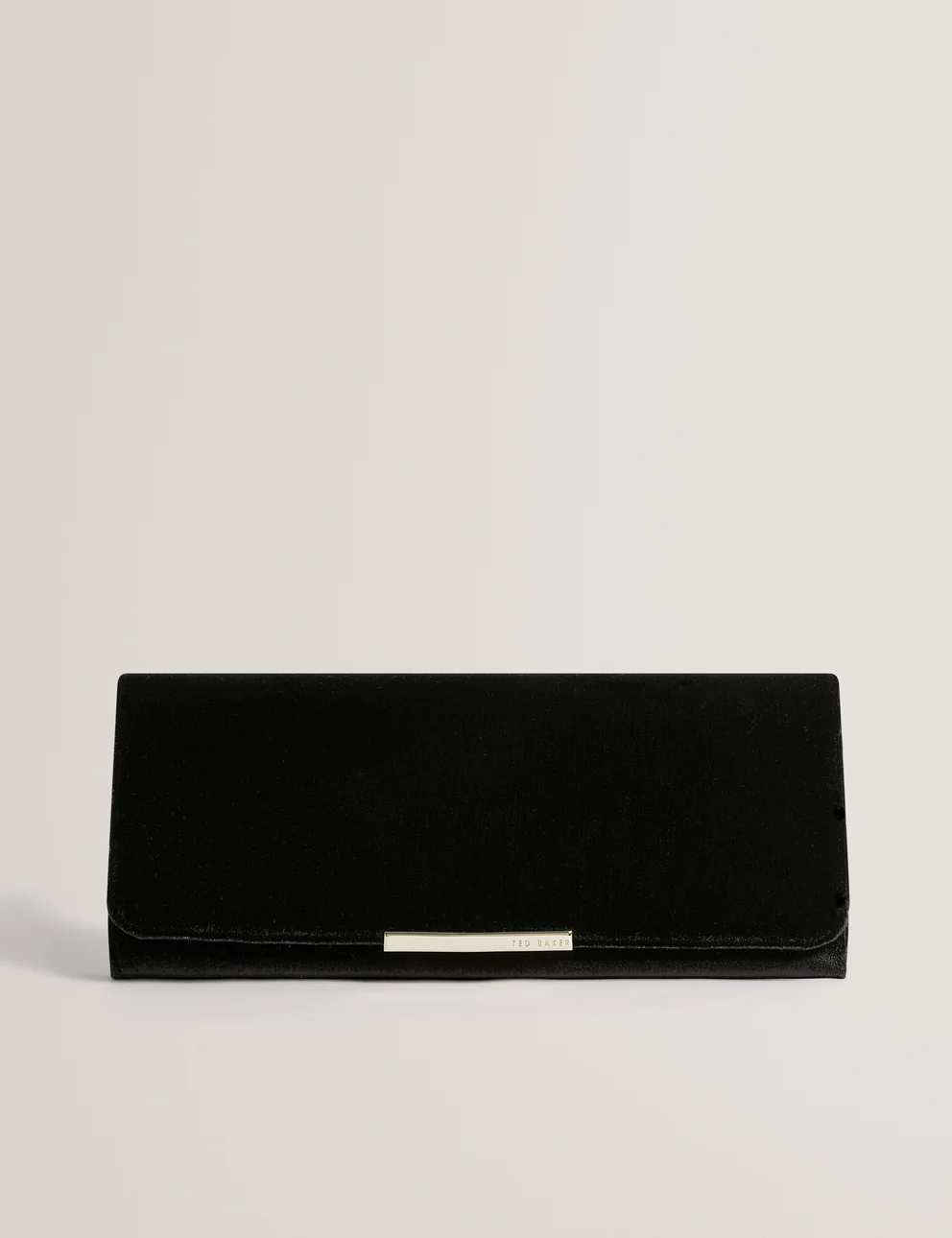 S285634_MAROAH_BLACK_1_b01c9632-3f6d-4395-935a-c600031ed514 TED BAKER Maroah Velvet Elongated Evening Bag Black - Image 1