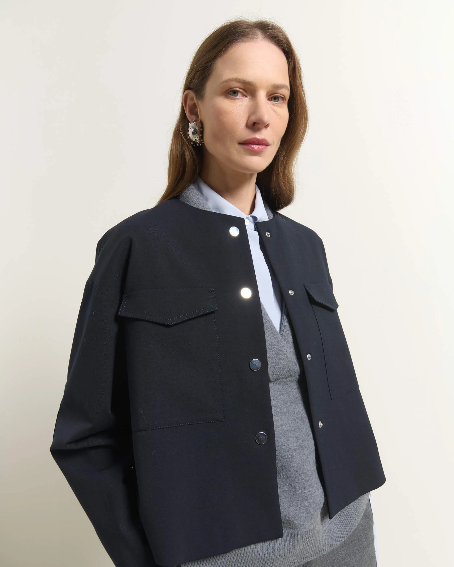 S4MUWIXC432FX6BMQO6PCYGA7P4 BEATRICE Jacket With Patch Pockets Dark Blue - Image 1