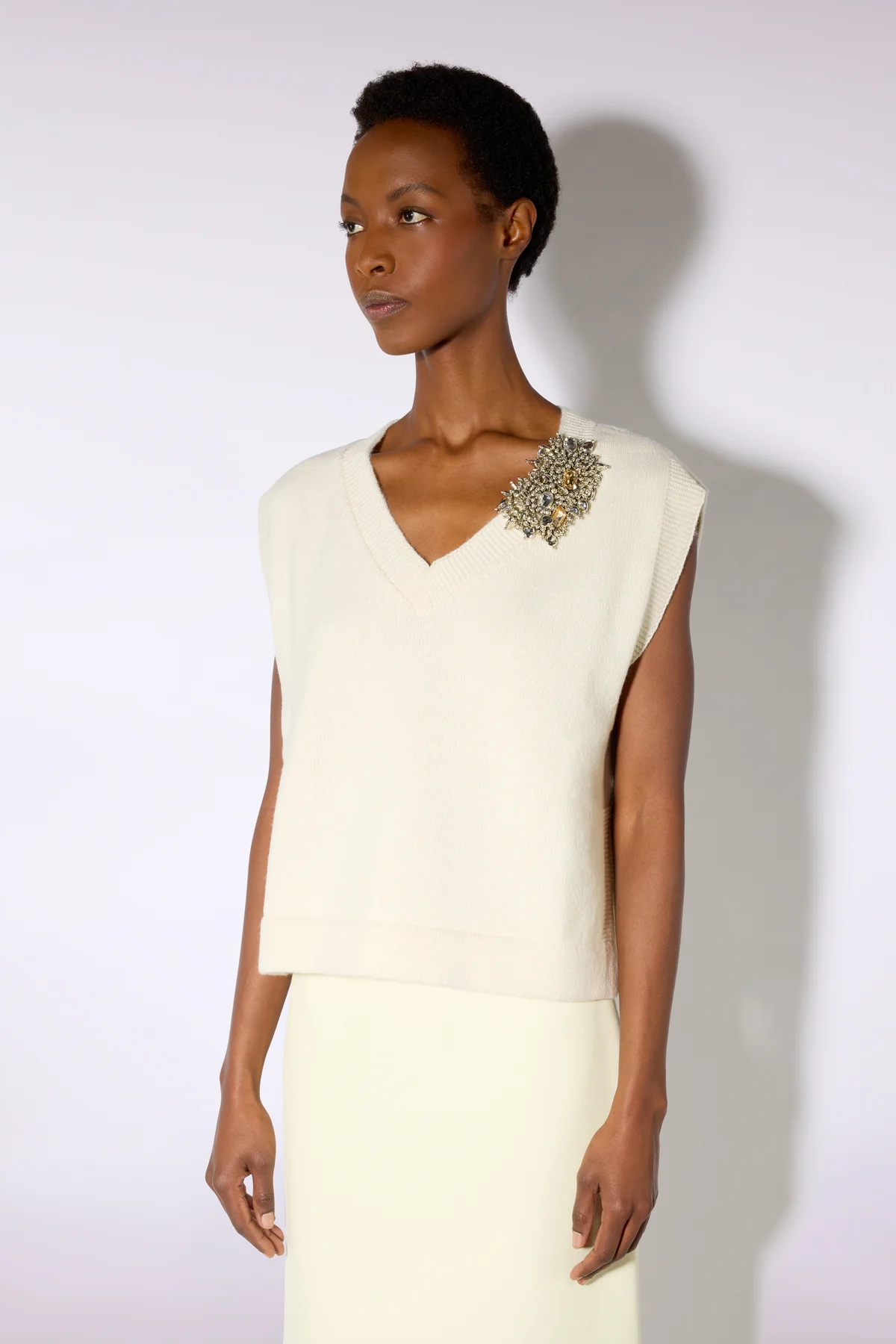 W6LL6WC12A08-1-B_GILET-ABILENE_b72fe471-be3a-4b40-8d23-d6c16edbf2b7 LIVIANA CONTI Waistcoat Sugar white - Image 1