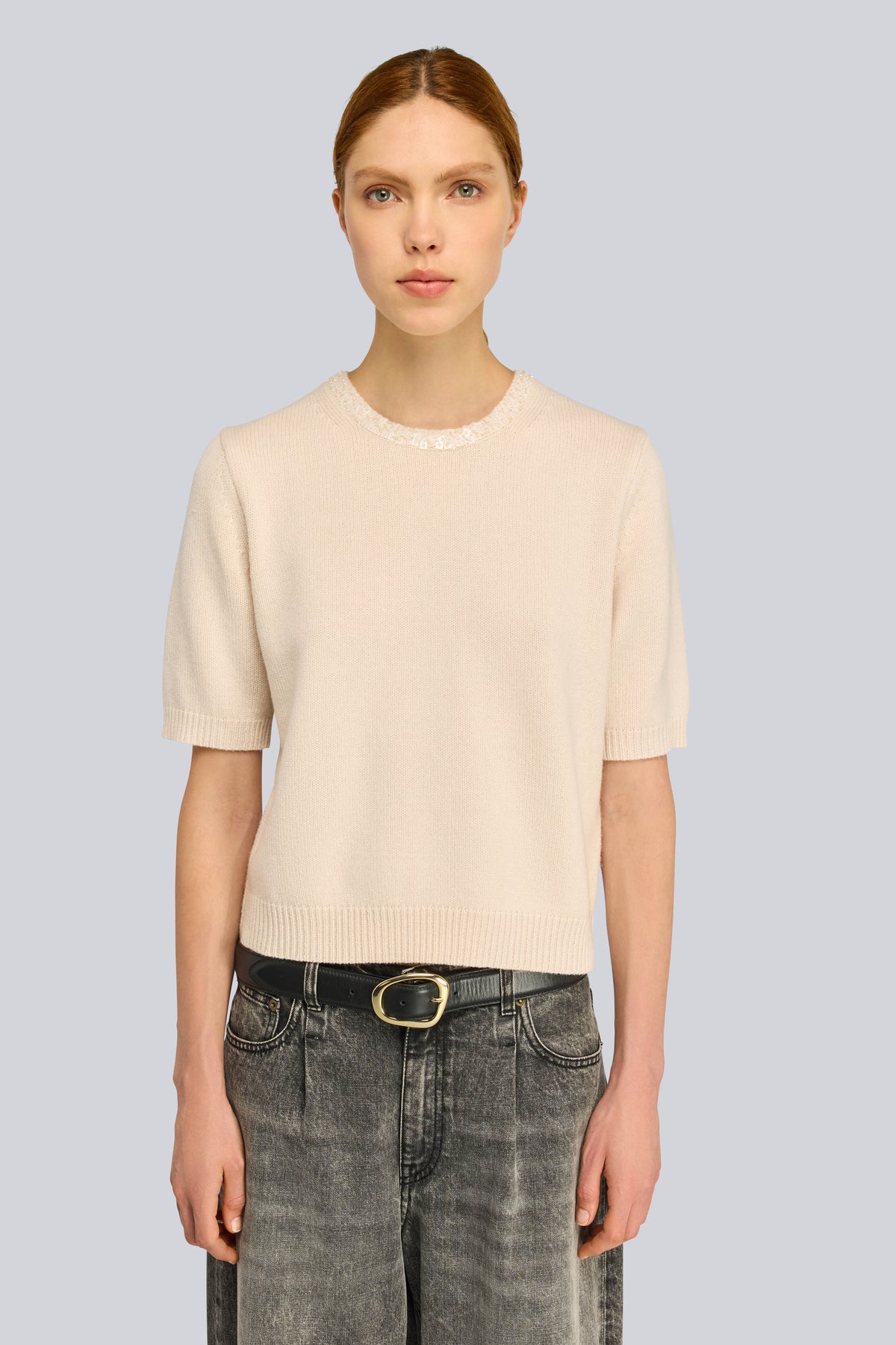 W6SS6WC07E42-0-A_MAGLIA-KATE SEMICOUTURE Kate jumper Sand - Image 1