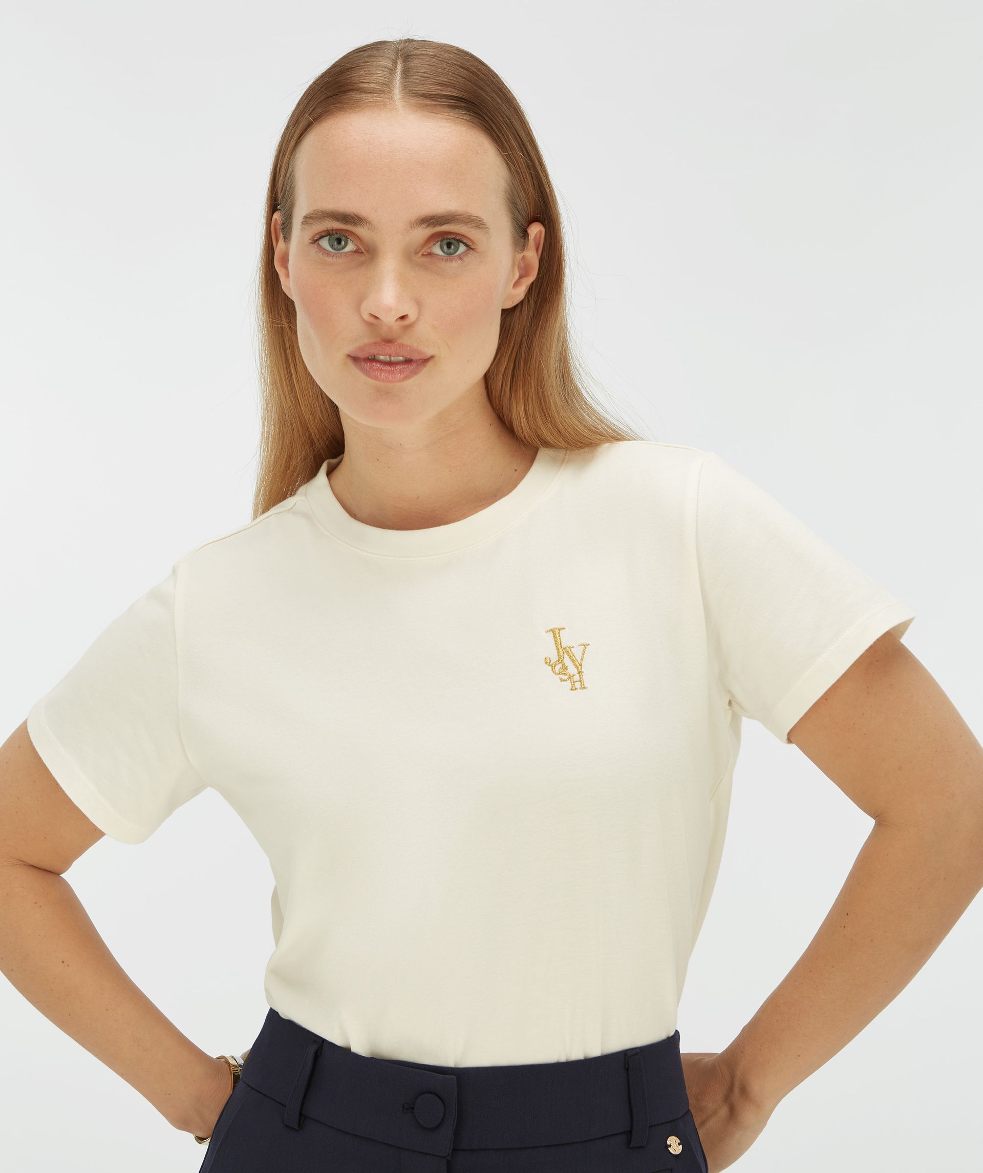 image_1788172039927 JOSH-V Zoe embroidery slim fit T-shirt off white - Image 1