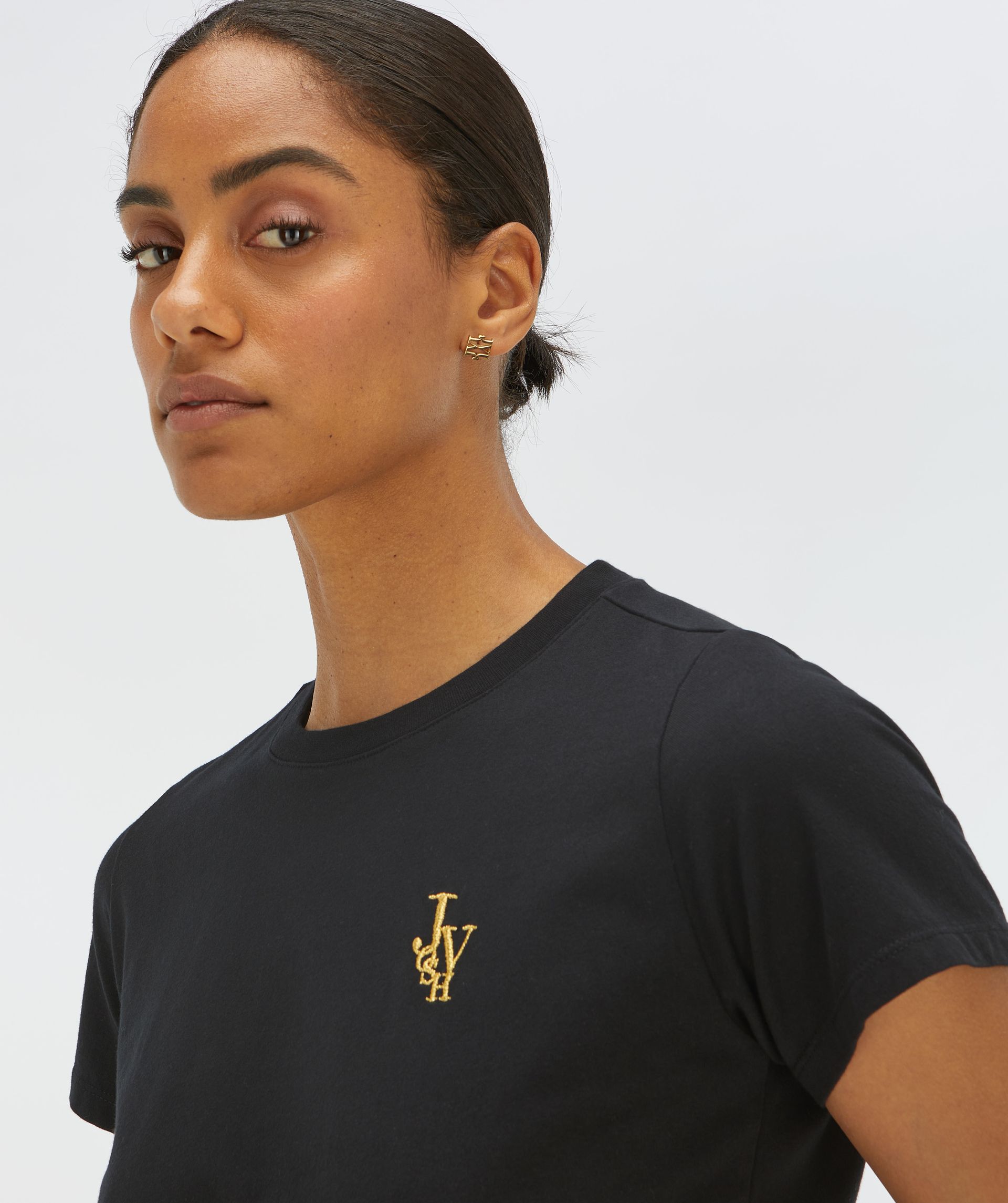 image_1788172051711 JOSH V-Zoe embroidery slim fit T-shirt black - Image 1