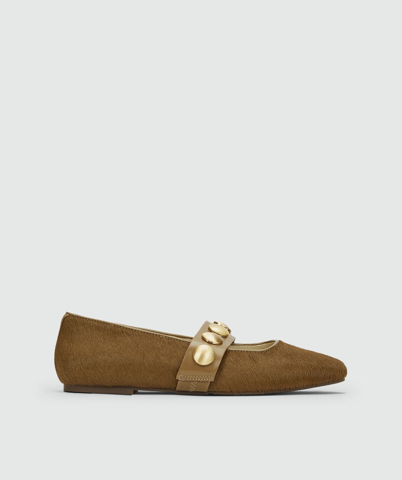image_1788174719904 JOSH-VCarlise ballerinas with pony hair Khaki - Image 1