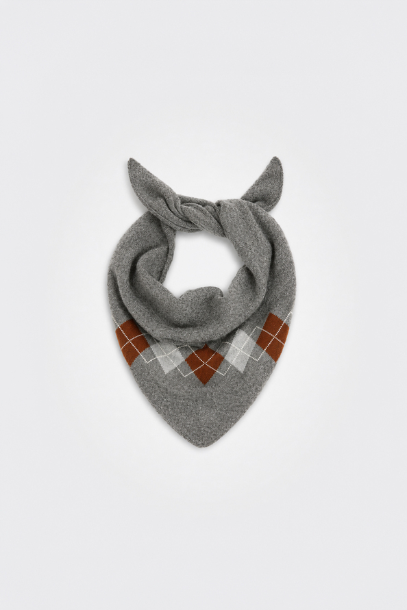 00W005976A SUNCOO ABRIL Grey tie scarf with diamond patterns - Image 1