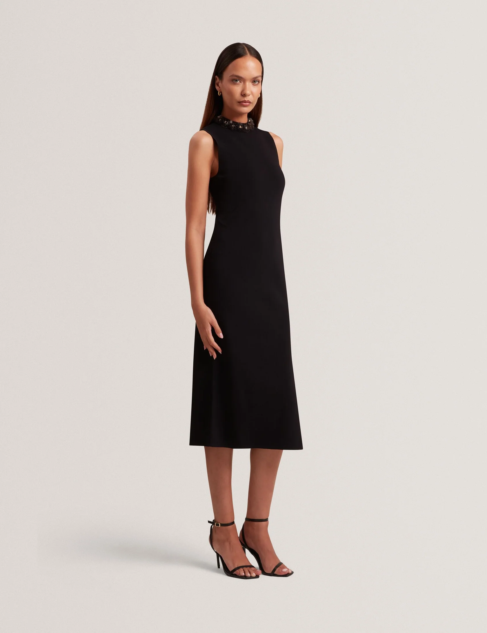 285255_BLACK_2_2a132816-59ab-43e2-b306-d0c018a59da8 TED BAKER SIVRA Bodycon Midi Dress With Embellishment Black - Image 1